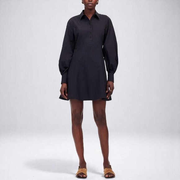 Madewell Seamed Long-Sleeve Mini Shirtdress in Poplin Size 10 - Picture 1 of 13